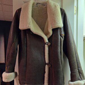 NWT Designer Genuine Shearling Coat